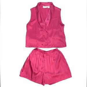 Vintage 90s Gold Label Victoria's Secret 100% Silk Pink Lingerie Pajama Set
